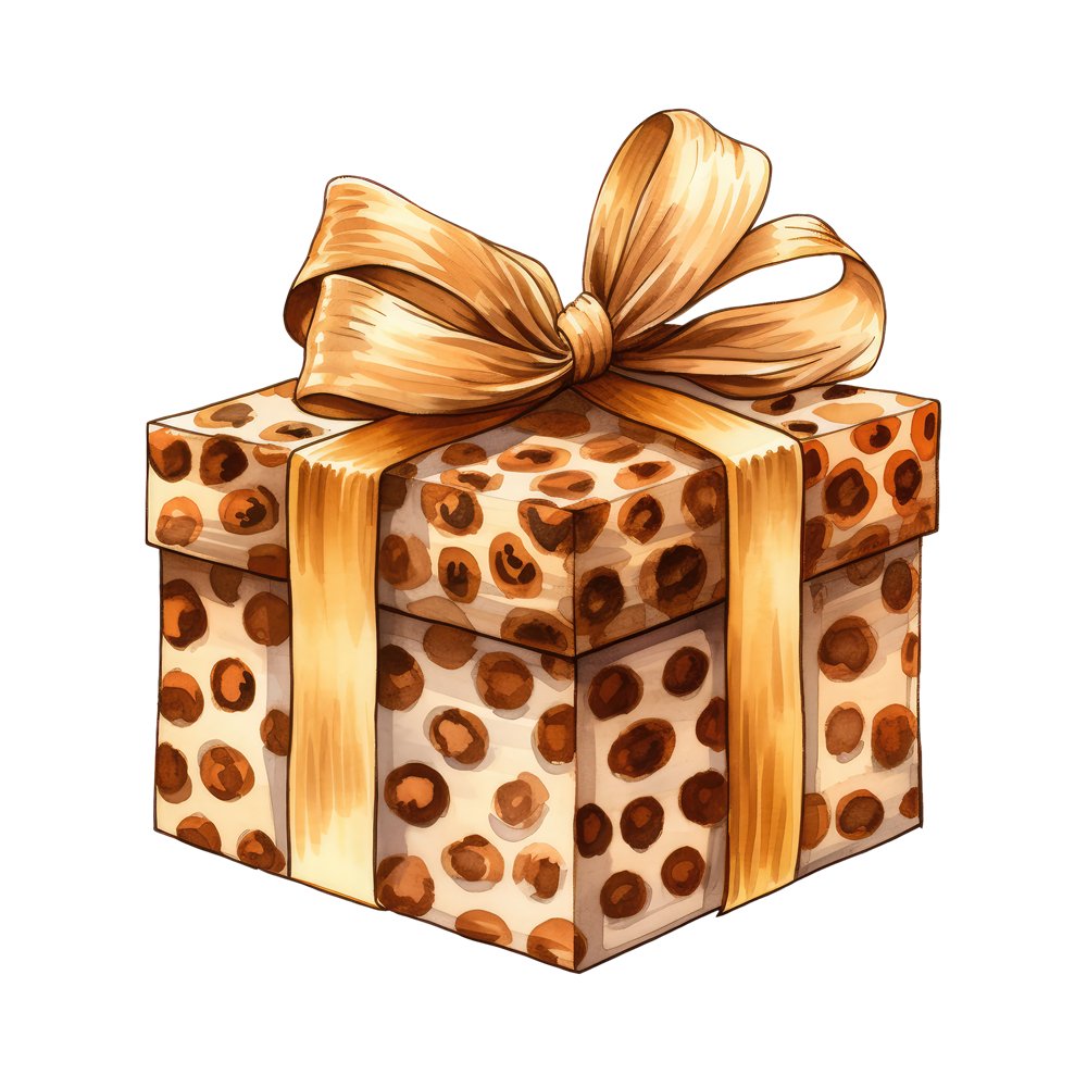 Brown & Gold Gift Box #3 Fabric Panel