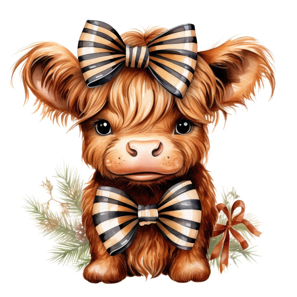 Brown & Gold Highland Cow Portrait #3 Fabric Panel