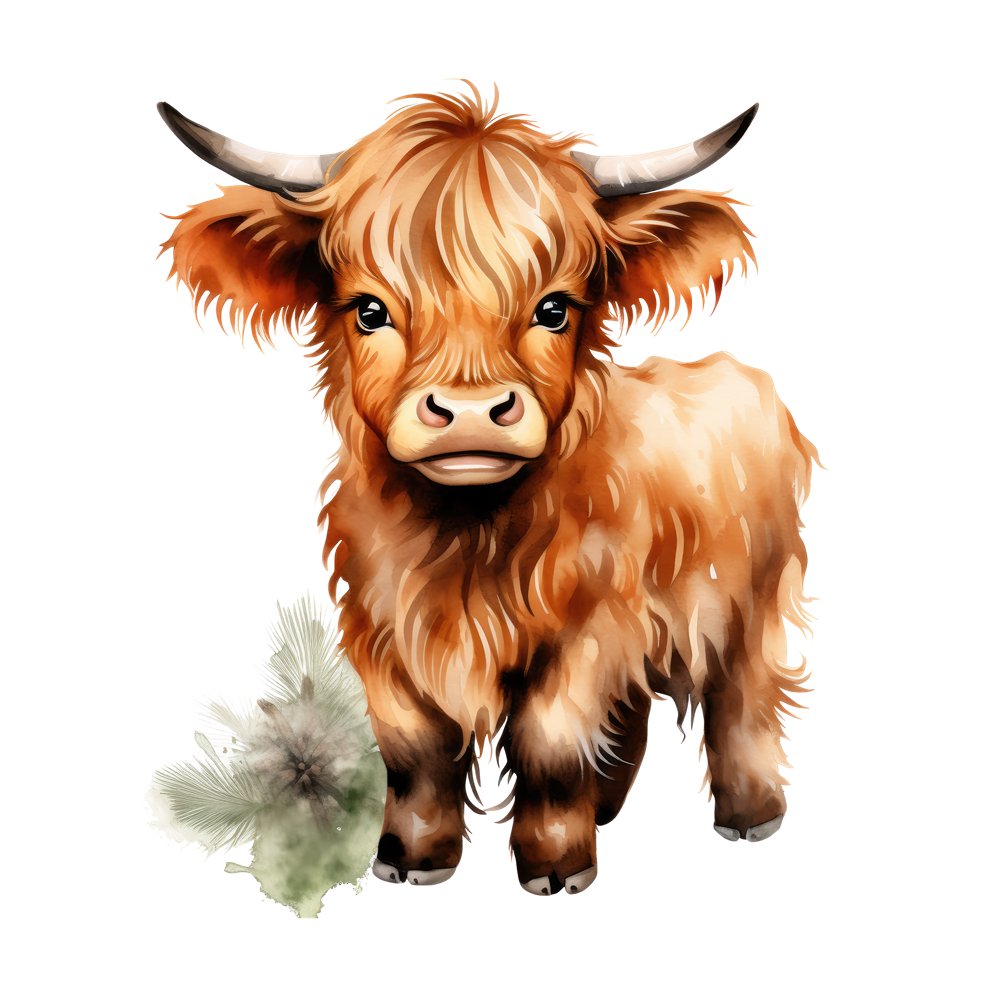 Brown & Gold Highland Cow Portrait #7 Fabric Panel