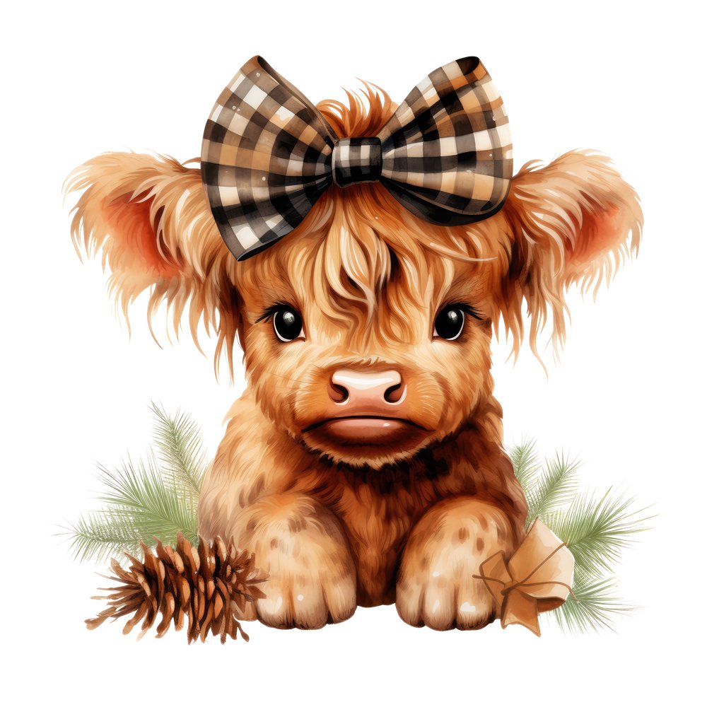 Brown & Gold Highland Cow Portrait #9 Fabric Panel