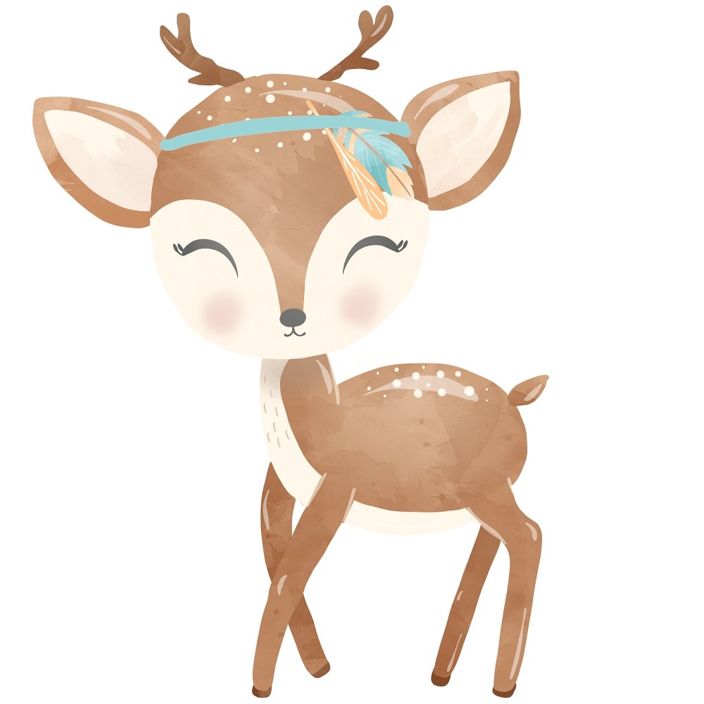 Boho Woodland Deer Fabric Panel