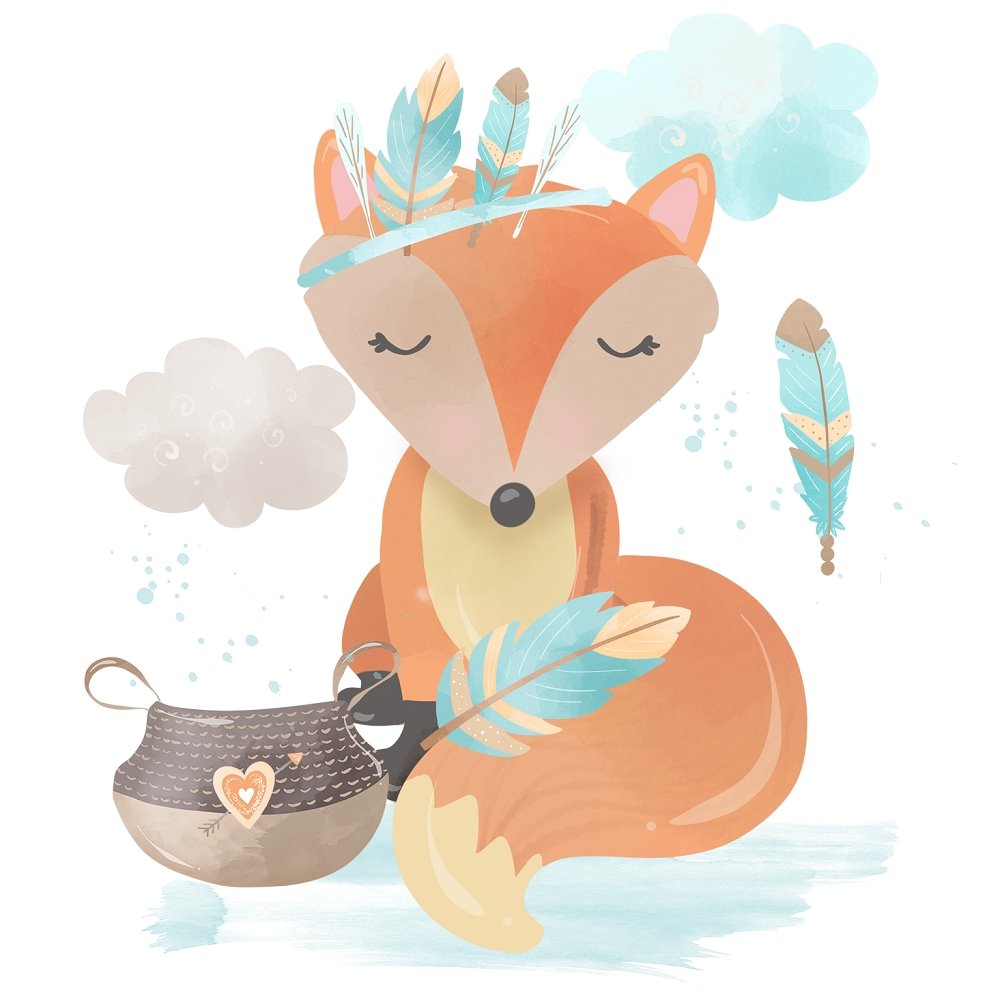 Boho Woodland Scene #2 Fabric Panel