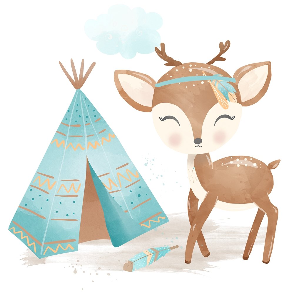 Boho Woodland Scene #3 Fabric Panel