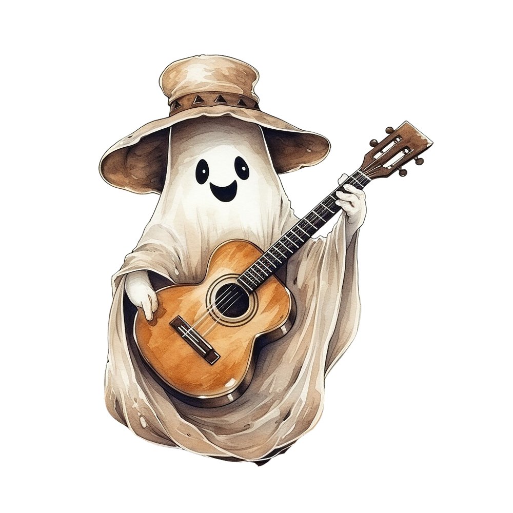 Boo Haw Ghost with Guitar Fabric Panel