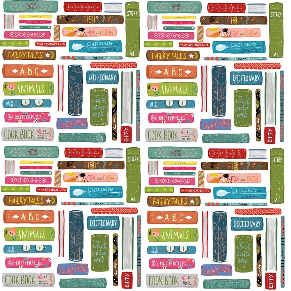 Books Allover Fabric - Multi