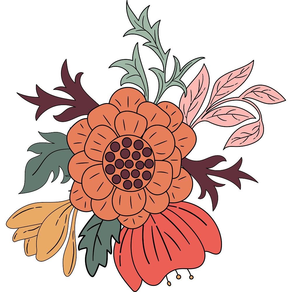 Boho Garden Floral Bouquet #1 Fabric Panel