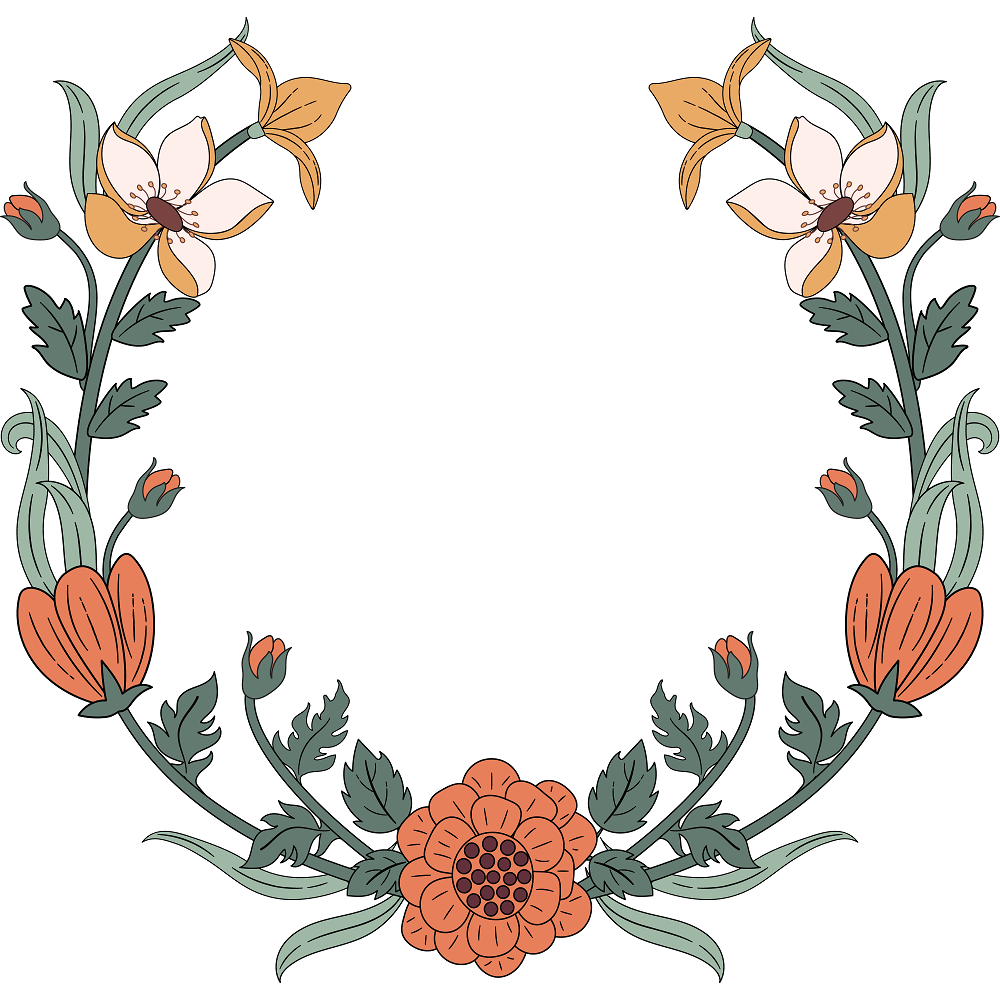 Boho Garden Floral Wreath #2 Fabric Panel