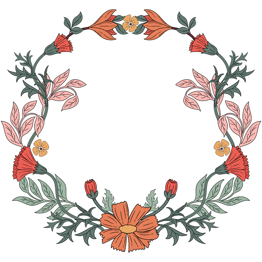 Boho Garden Floral Wreath #3 Fabric Panel