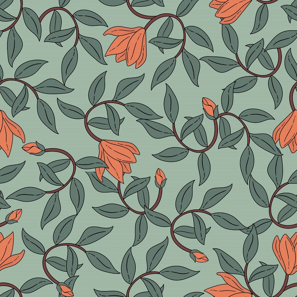 Boho Garden Pattern #7 Fabric - Green