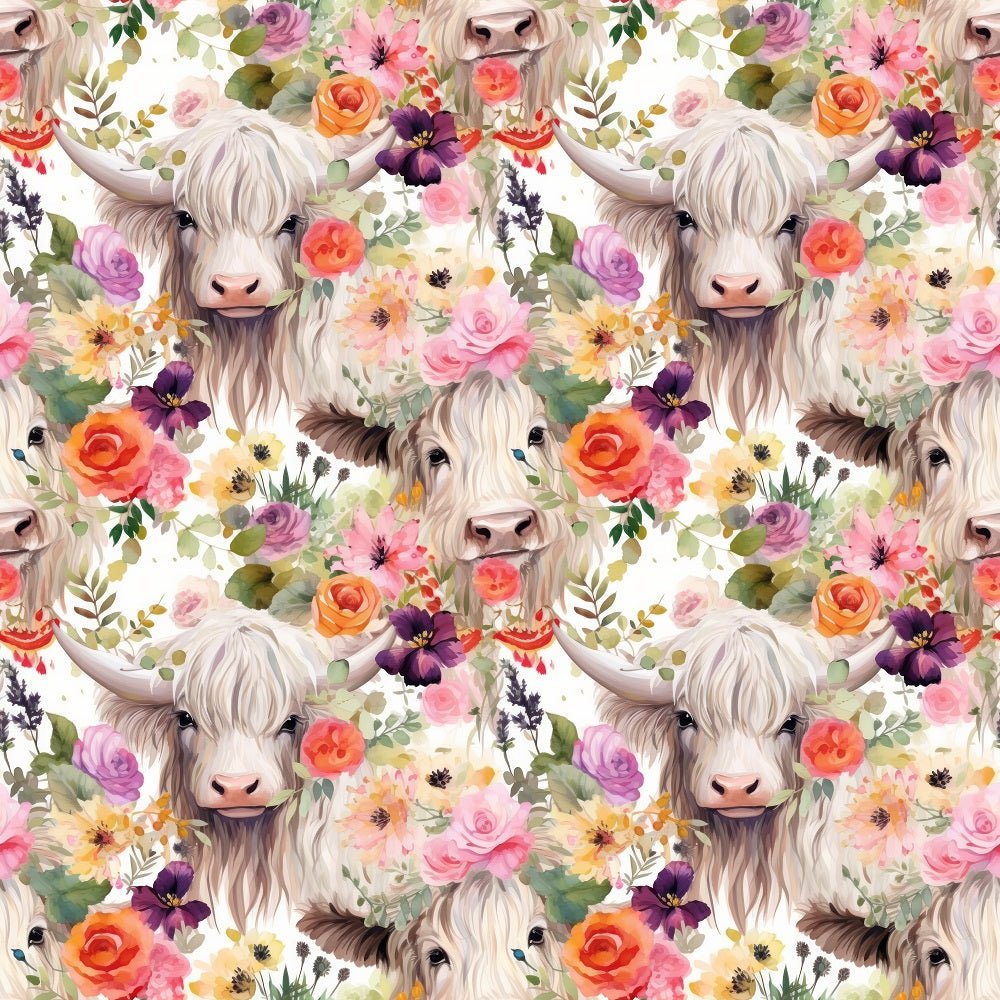 Boho Highland Cows #10 Fabric
