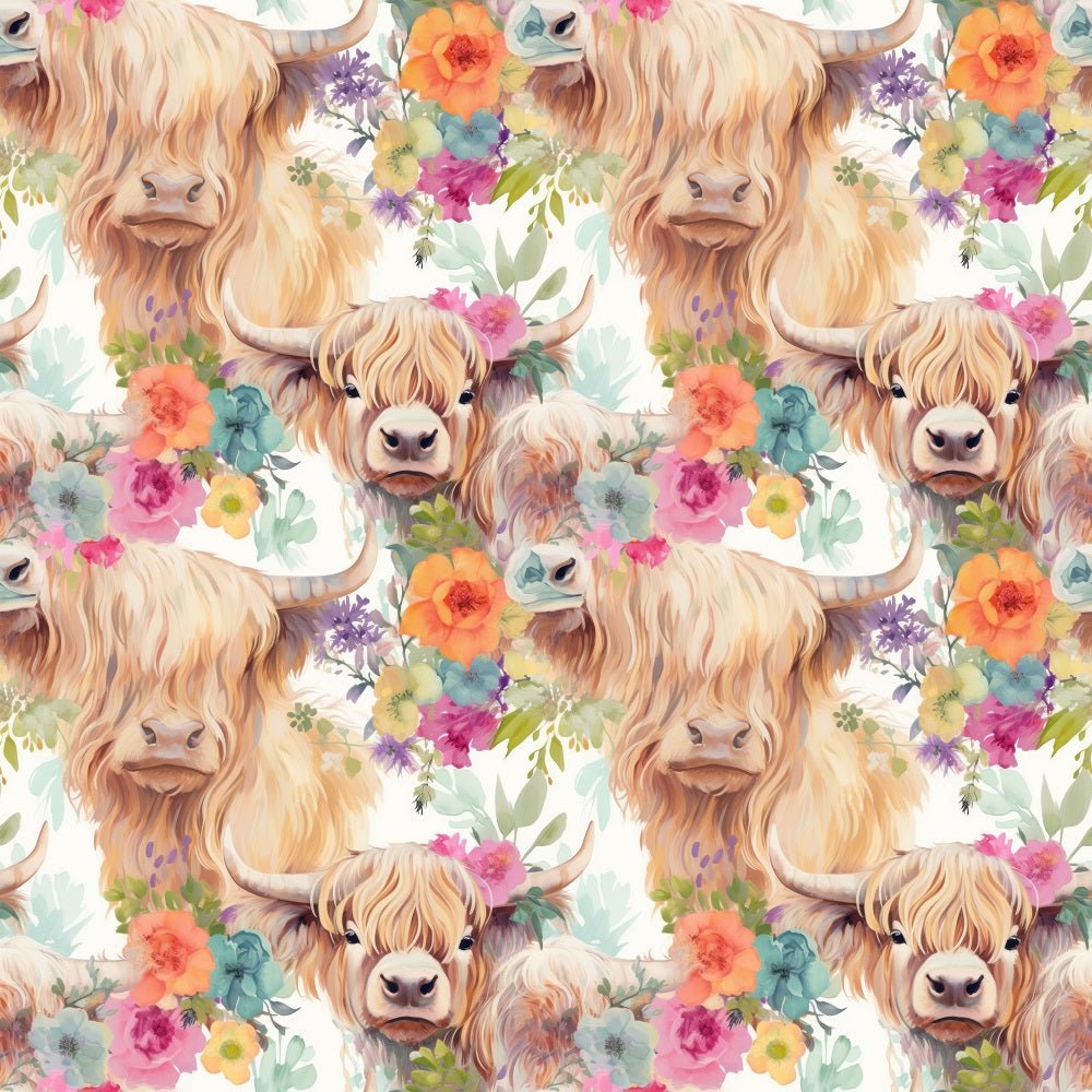 Boho Highland Cows #11 Fabric