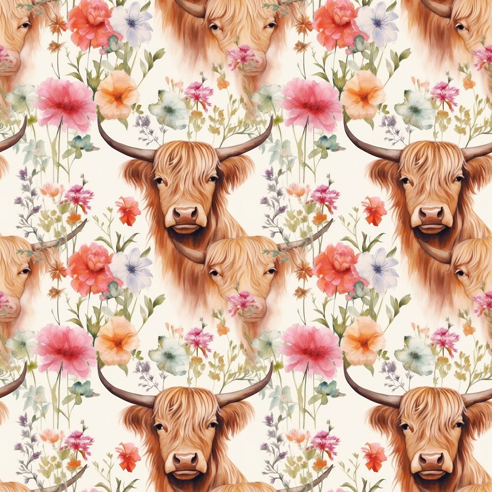 Boho Highland Cows #12 Fabric