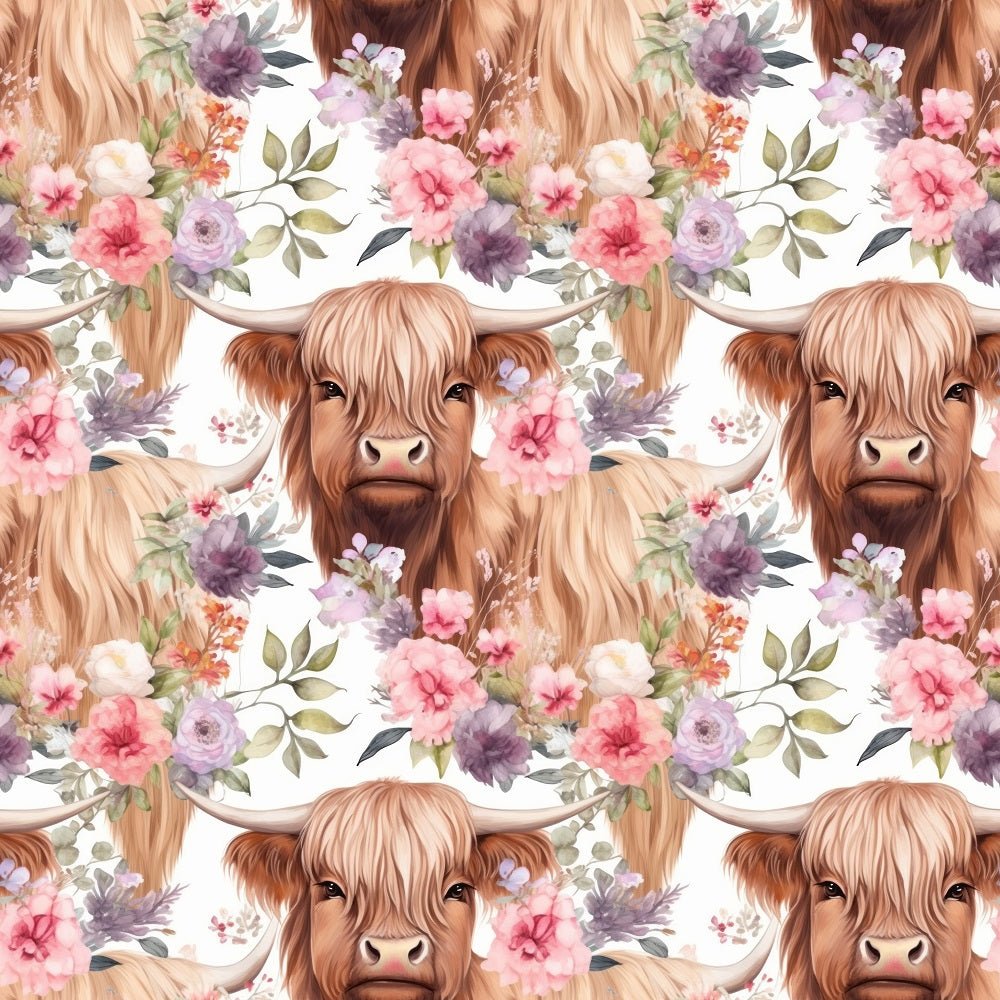 Boho Highland Cows #13 Fabric