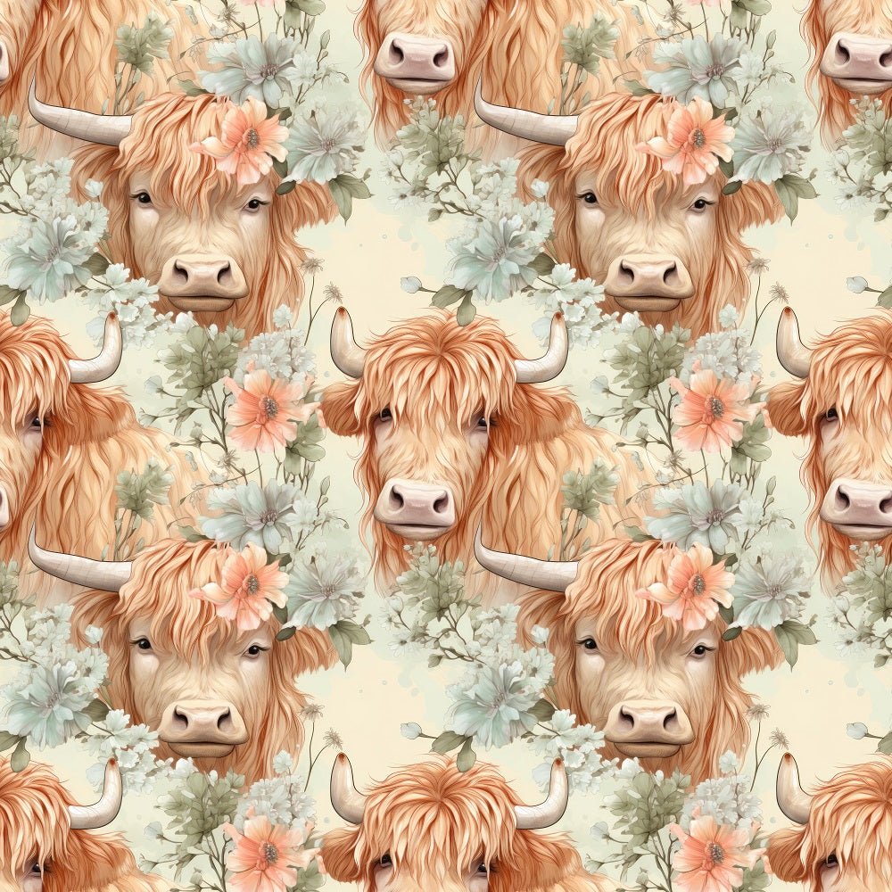 Boho Highland Cows #20 Fabric