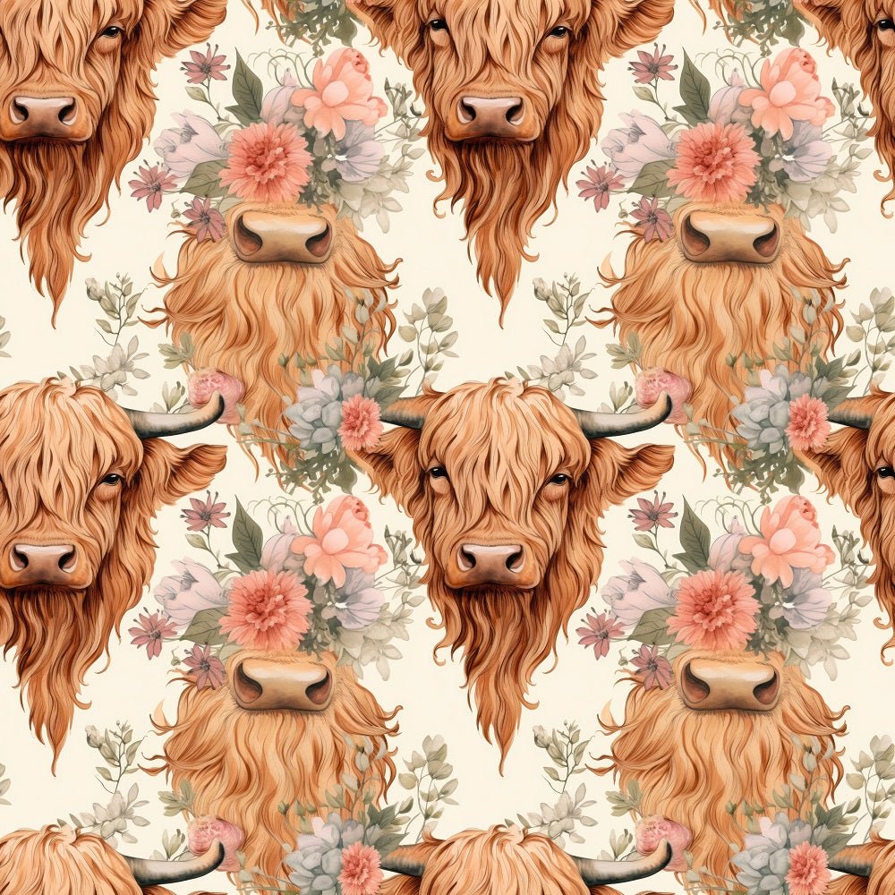 Boho Highland Cows #21 Fabric