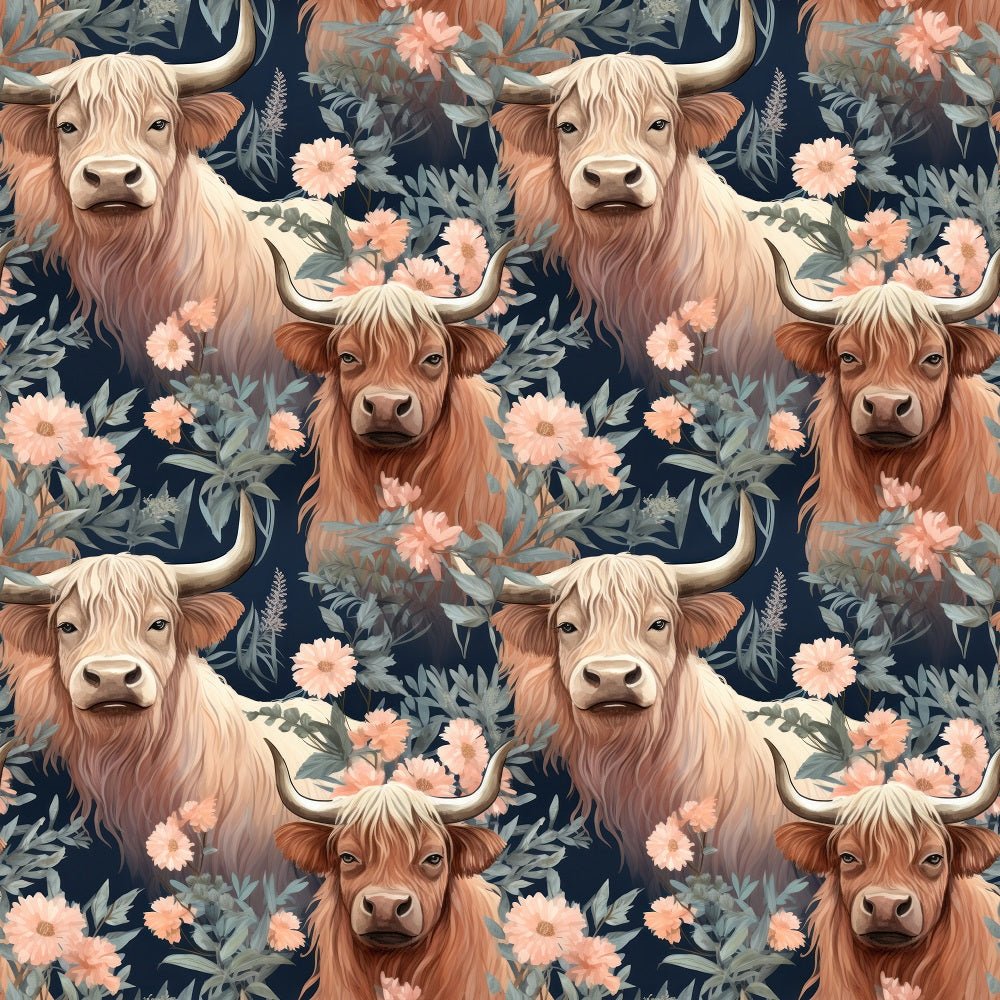 Boho Highland Cows #22 Fabric