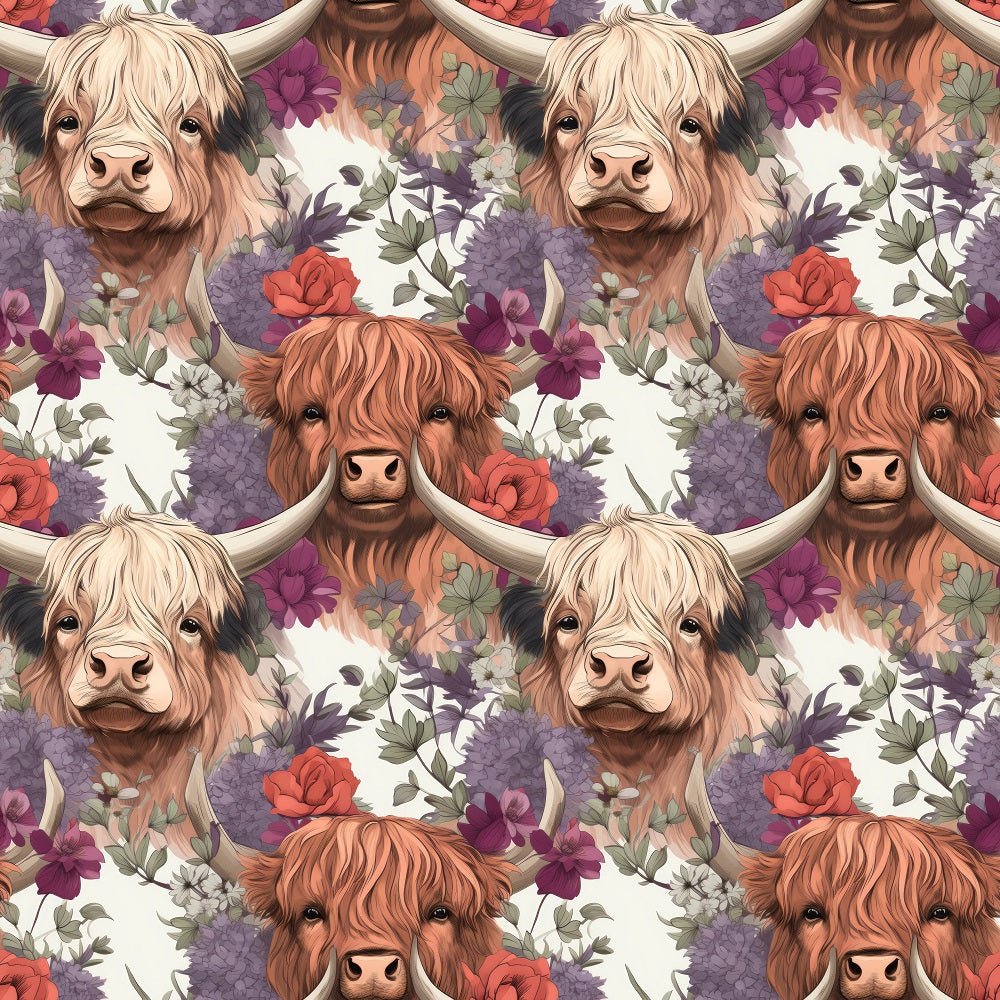 Boho Highland Cows #23 Fabric