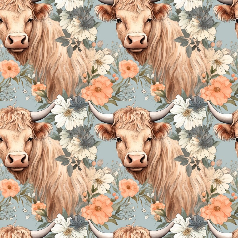 Boho Highland Cows #24 Fabric