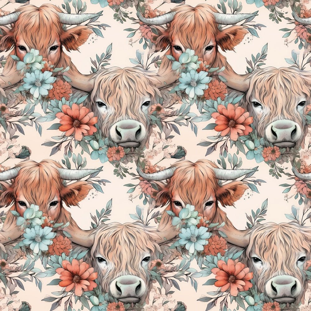 Boho Highland Cows #25 Fabric