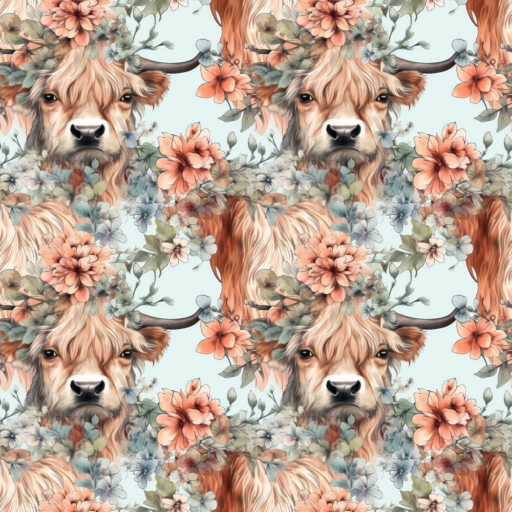 Boho Highland Cows #29 Fabric