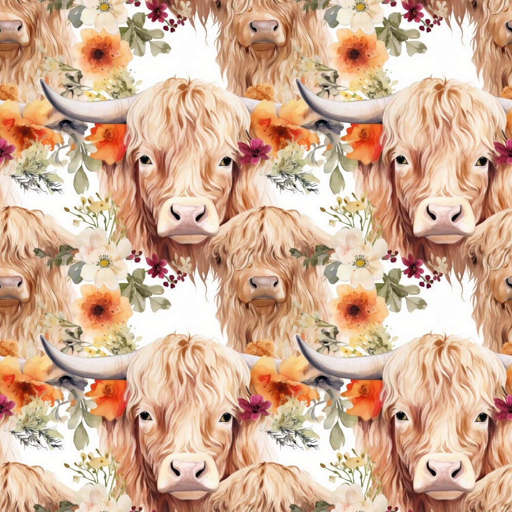 Boho Highland Cows #8 Fabric