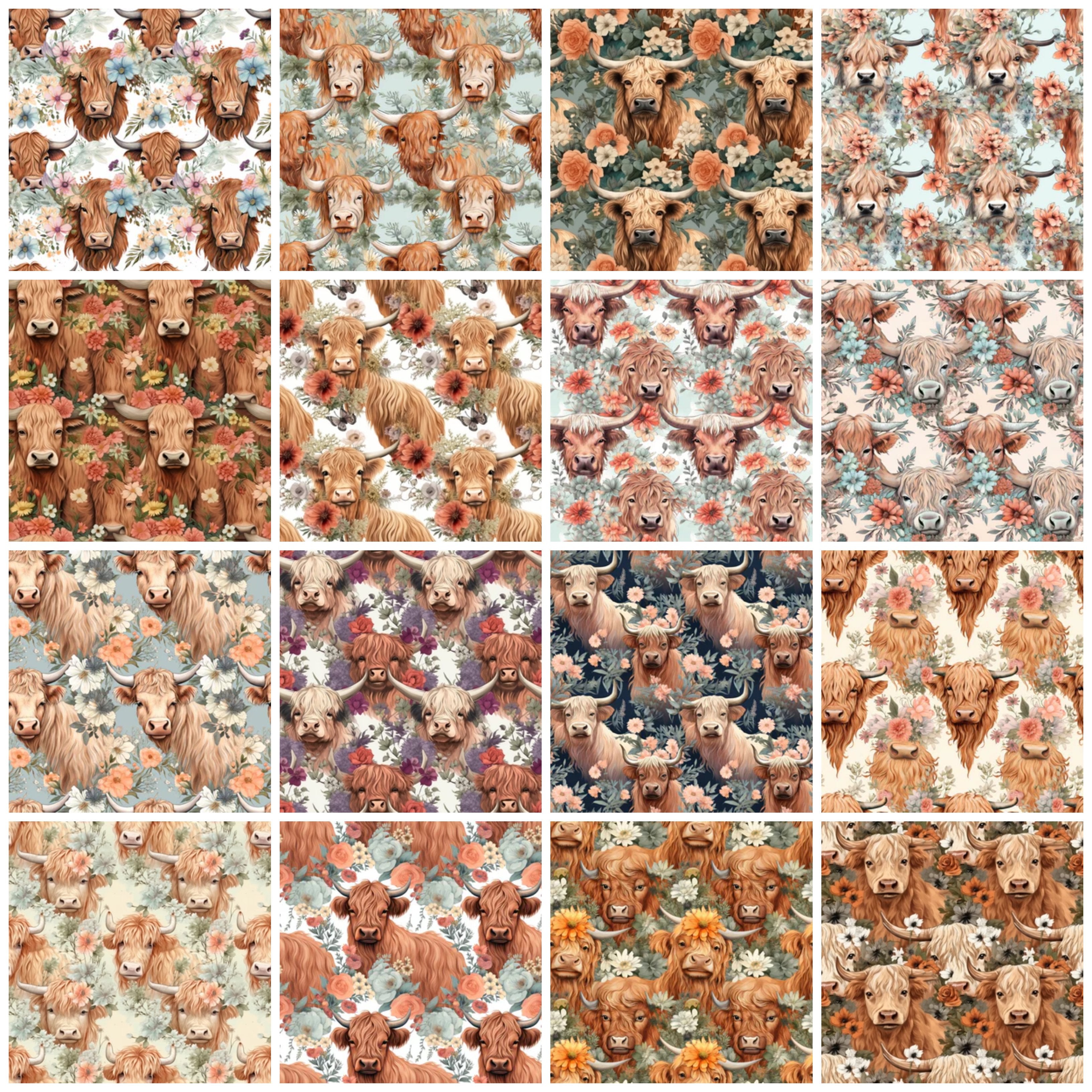 Boho Highland Cows Volume 2 Layer Cake - 16 Pieces