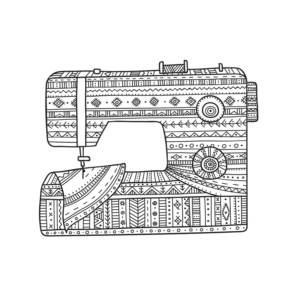 Boho Style Sewing Machine Fabric Panel - White