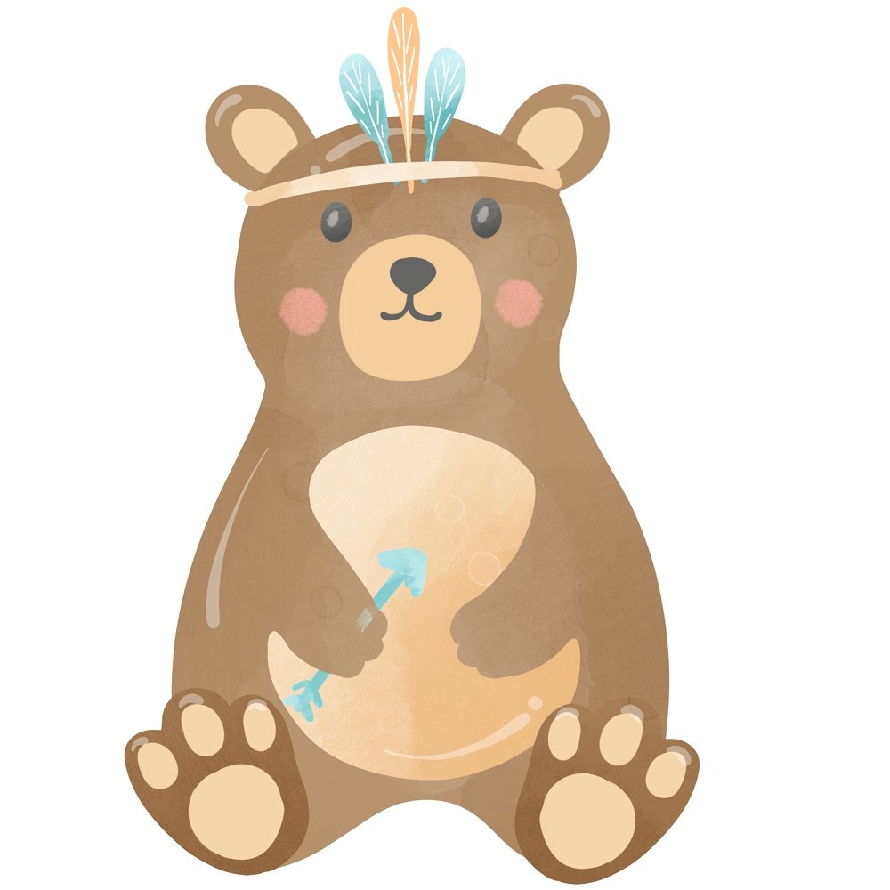 Boho Woodland Bear Fabric Panel