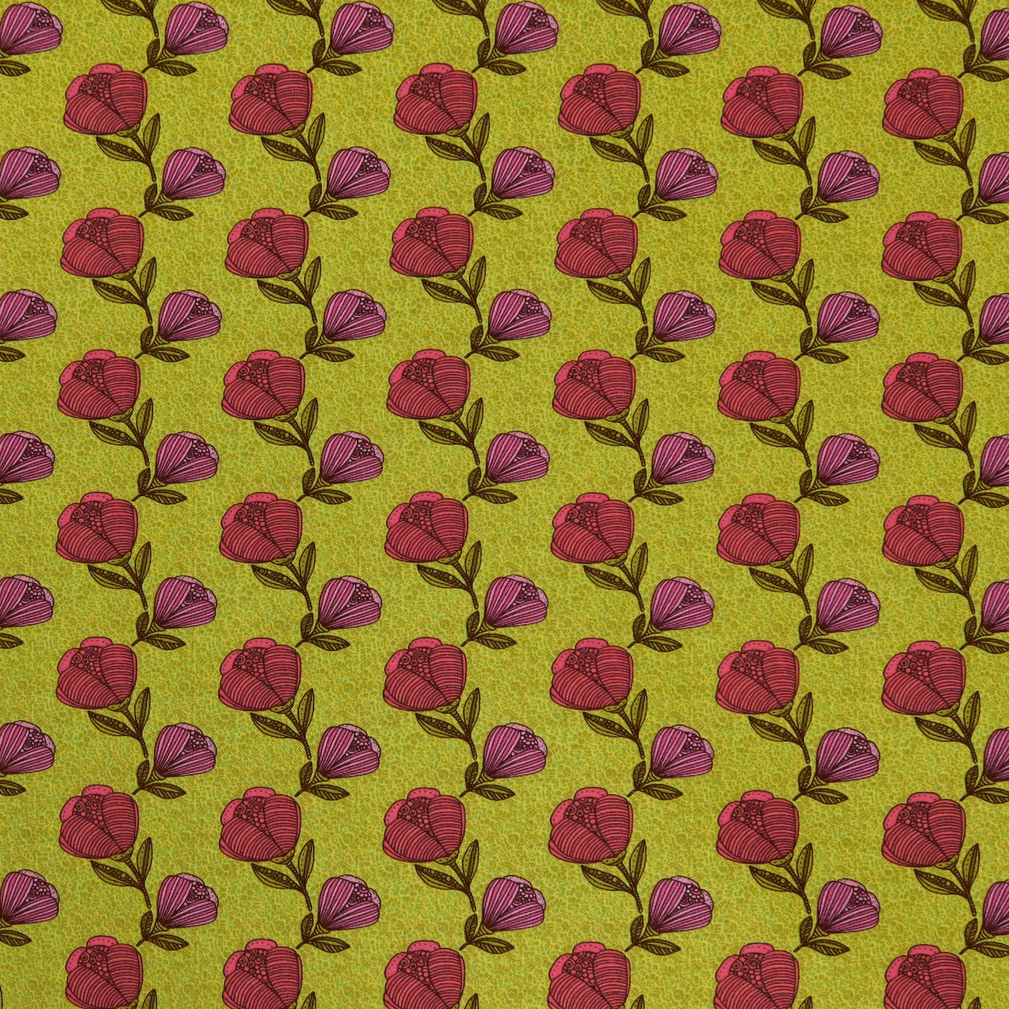 Alluring Peacock Fabric Collection - Pebble Floral Lime