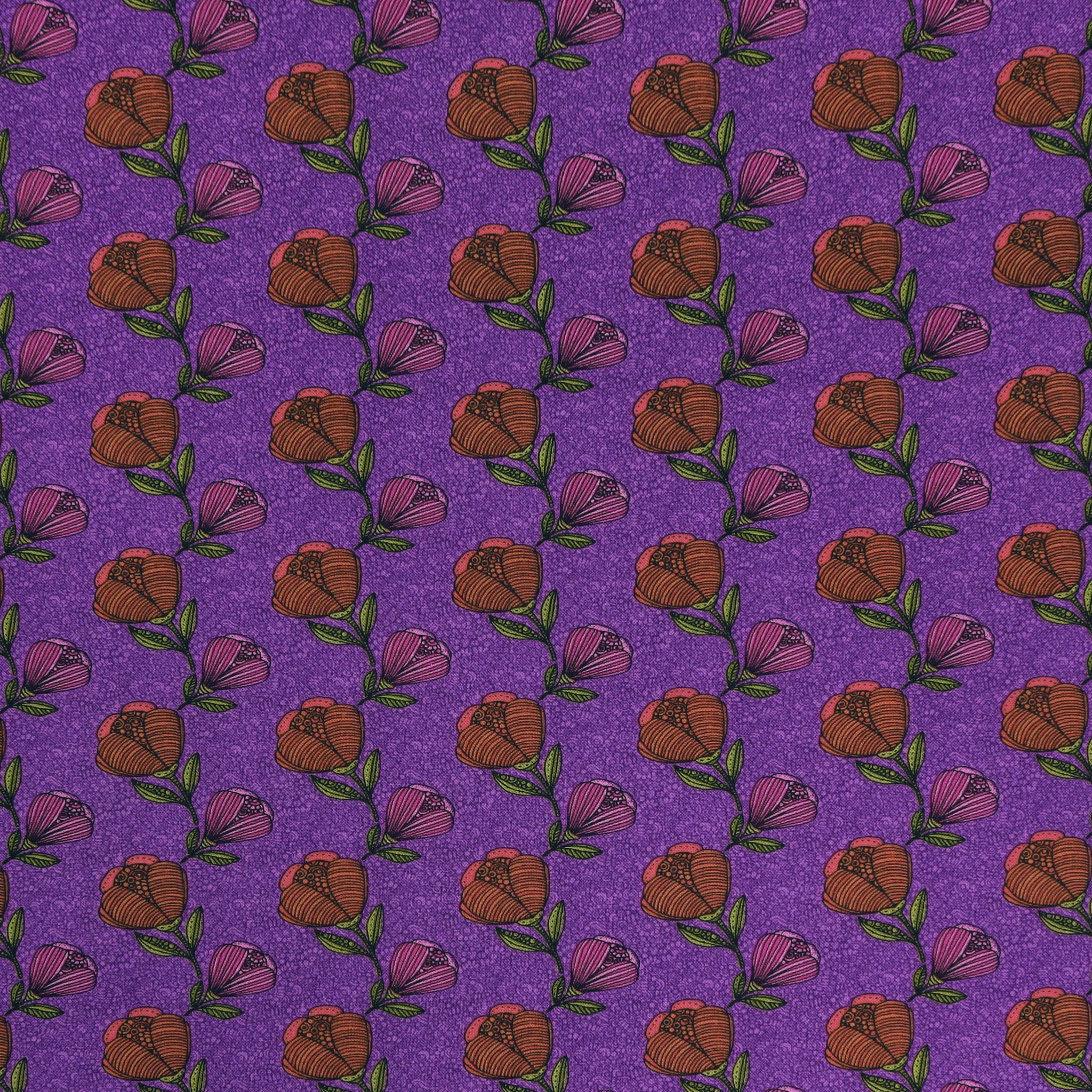 Alluring Peacock Fabric Collection - Pebble Floral Purple
