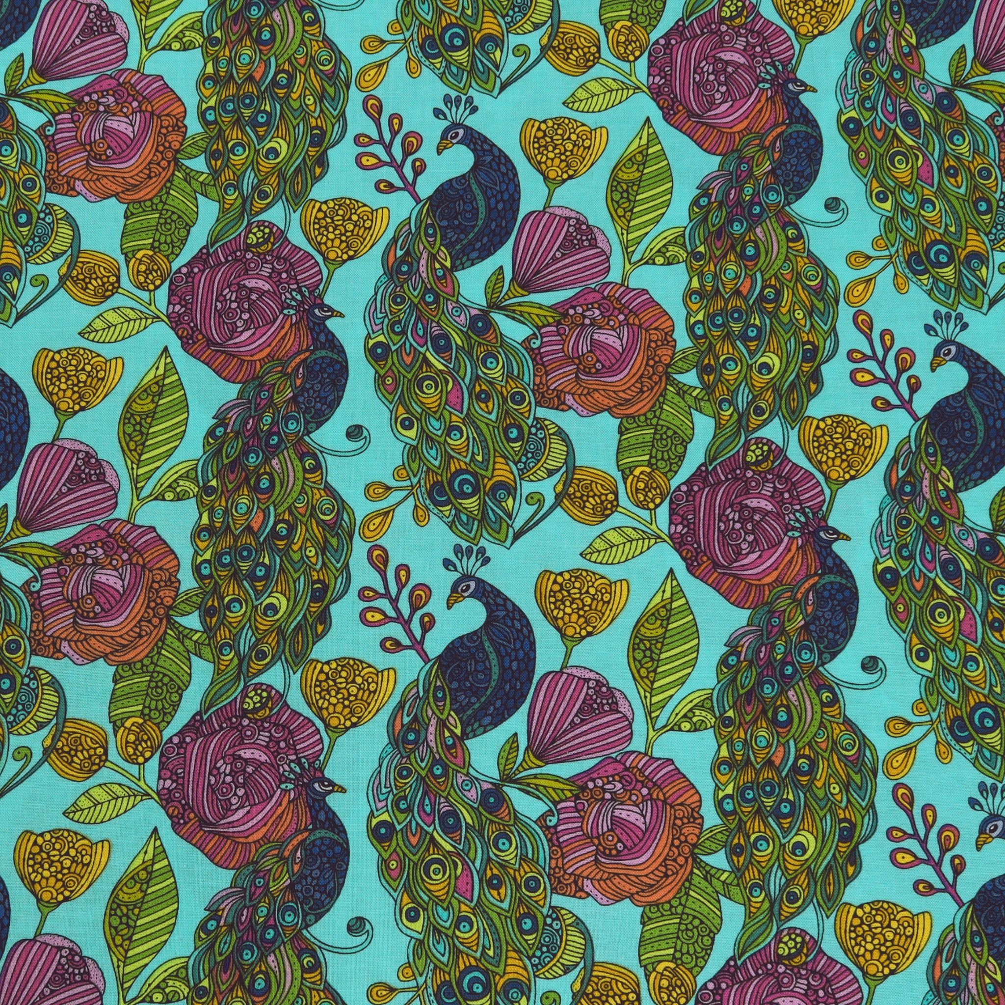 Alluring Peacock Fabric Collection - Turquoise