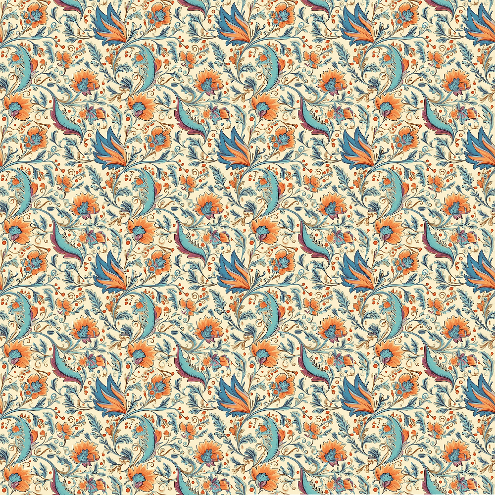 Bohemian Flowers Pattern #1 Fabric