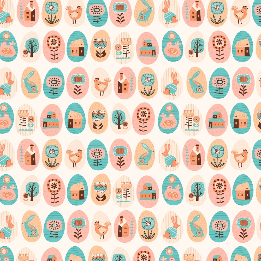 Boho Easter Egg Elements Fabric