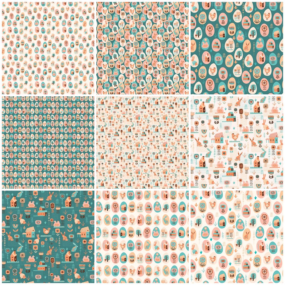 Boho Easter Fat Quarter Bundle - 9 Pieces