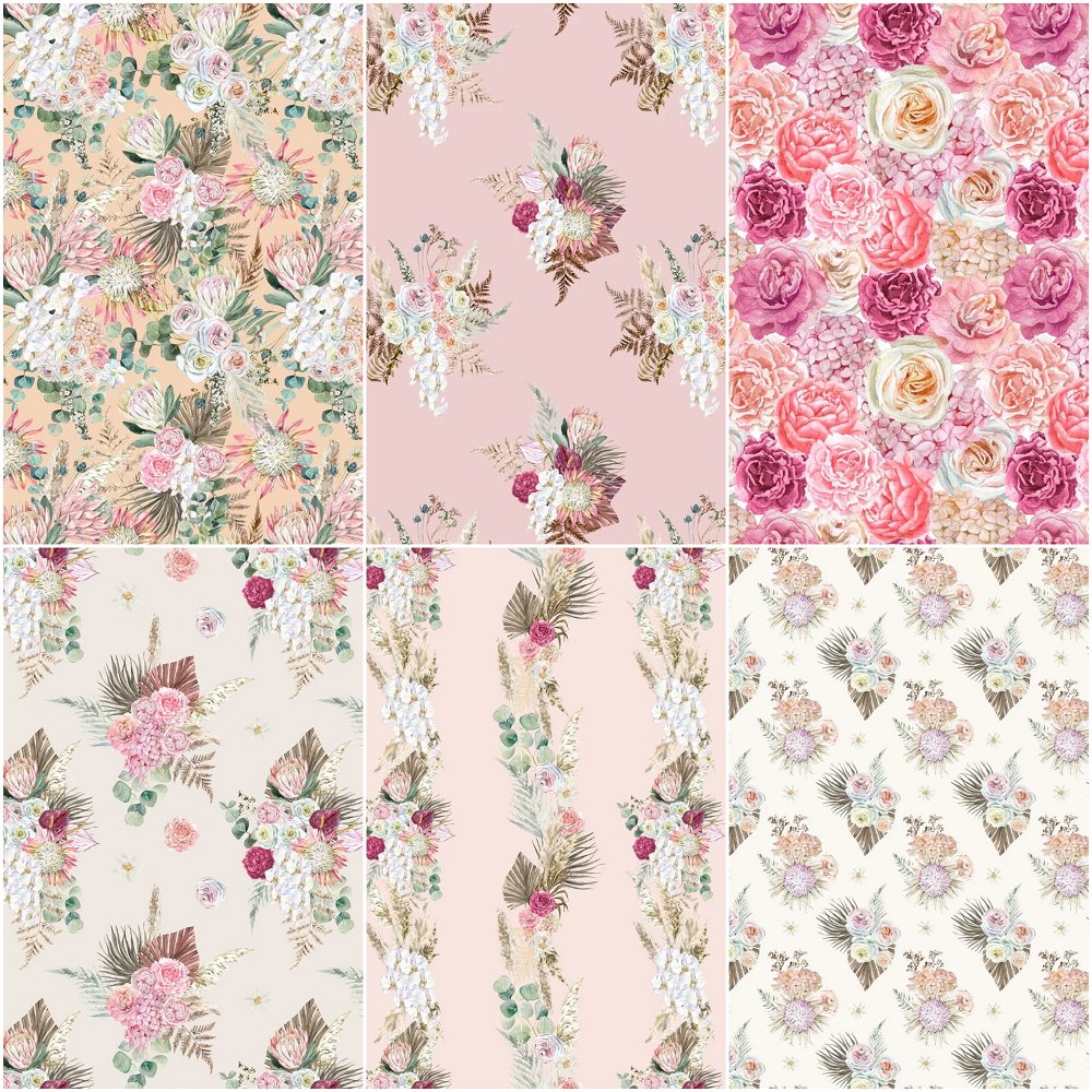 Boho Floral Fat Quarter Bundle - 6 Pieces
