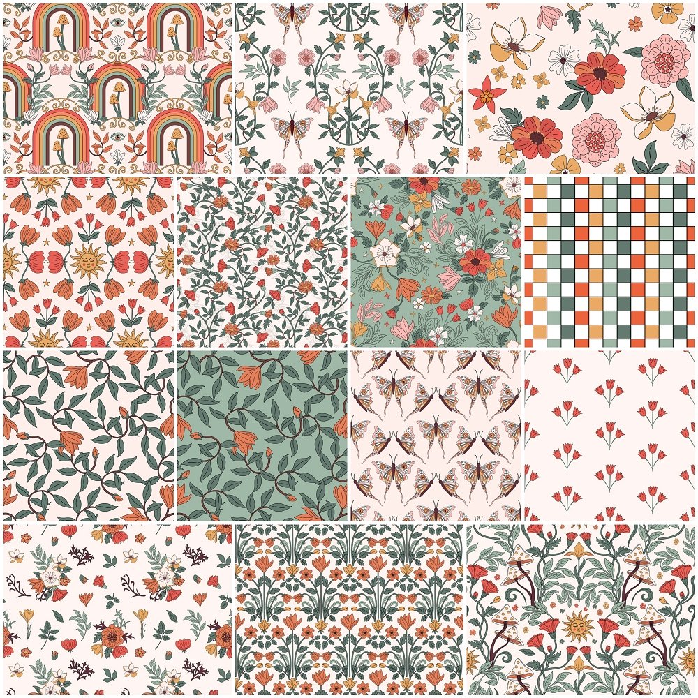Boho Garden Fabric Collection - 1/2 Yard Bundle