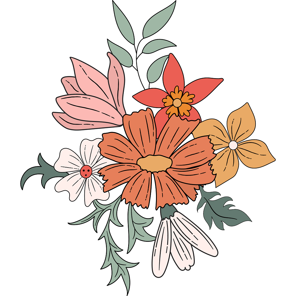 Boho Garden Floral Bouquet #2 Fabric Panel