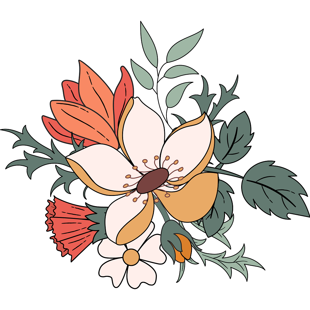 Boho Garden Floral Bouquet #3 Fabric Panel