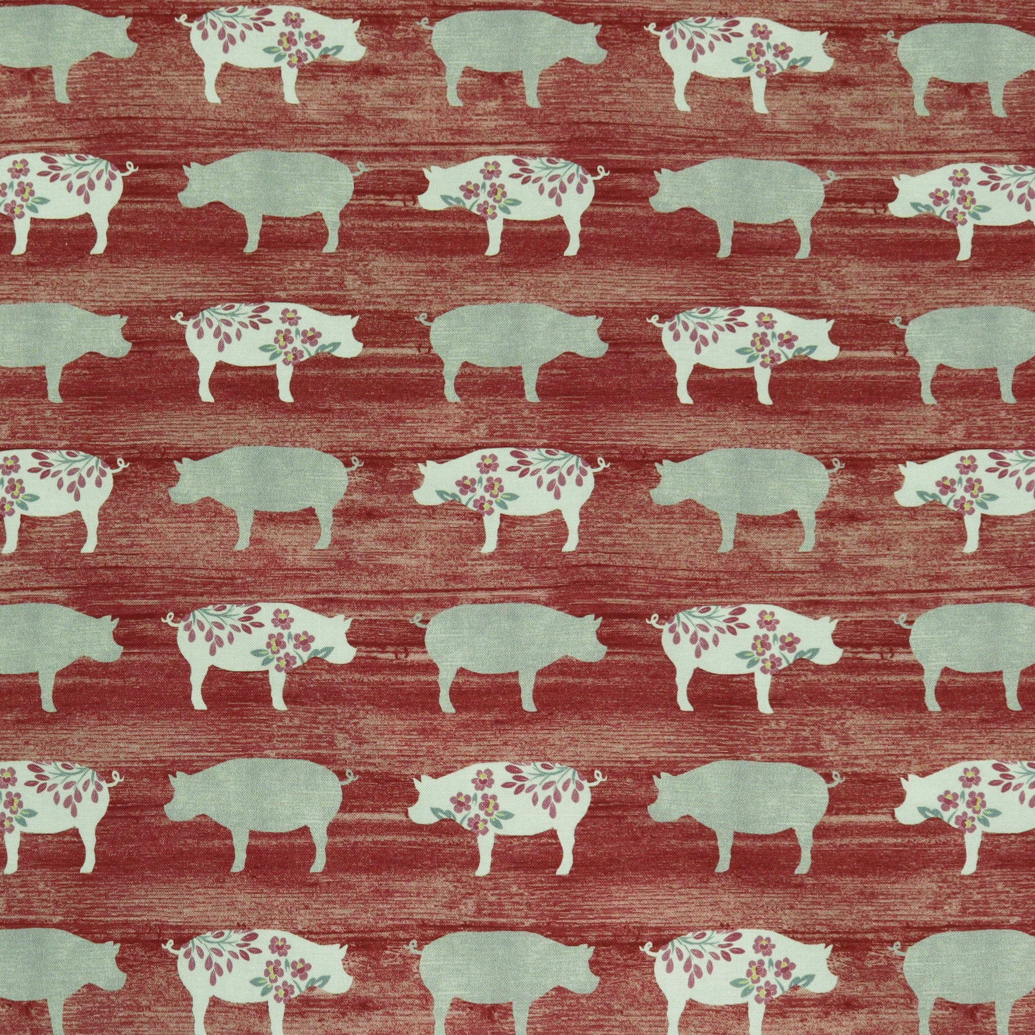 Chalk Barn Fabric Collection - Pretty Pigs Red