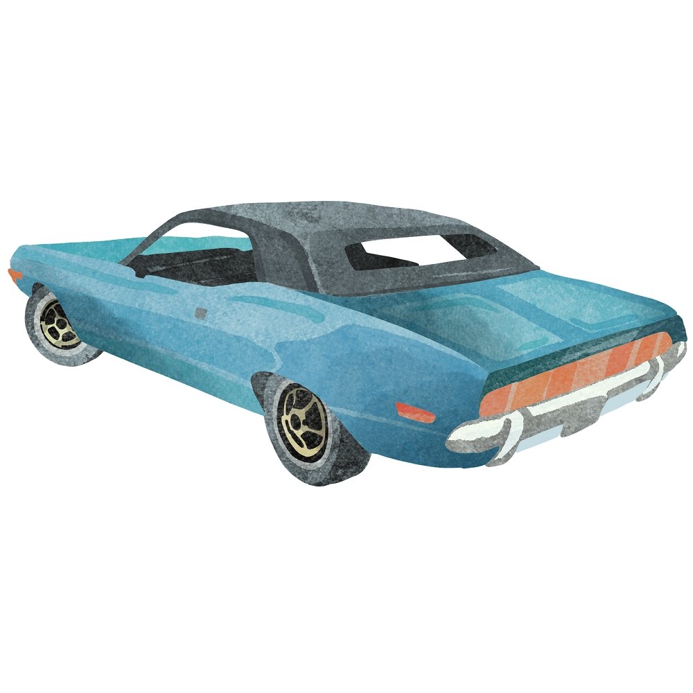 Blue Muscle Car Fabric Panel
