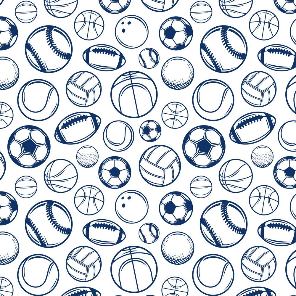Blue Sports Balls Fabric