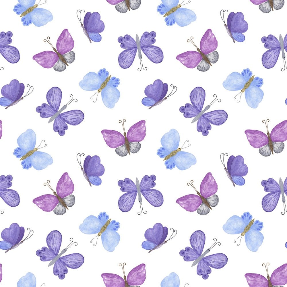 Blue, Violet, and Purple Butterflies Fabric