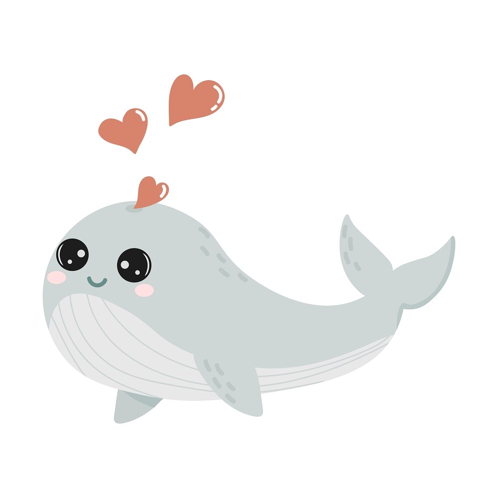 Blue Whale With Heart Fabric Panel