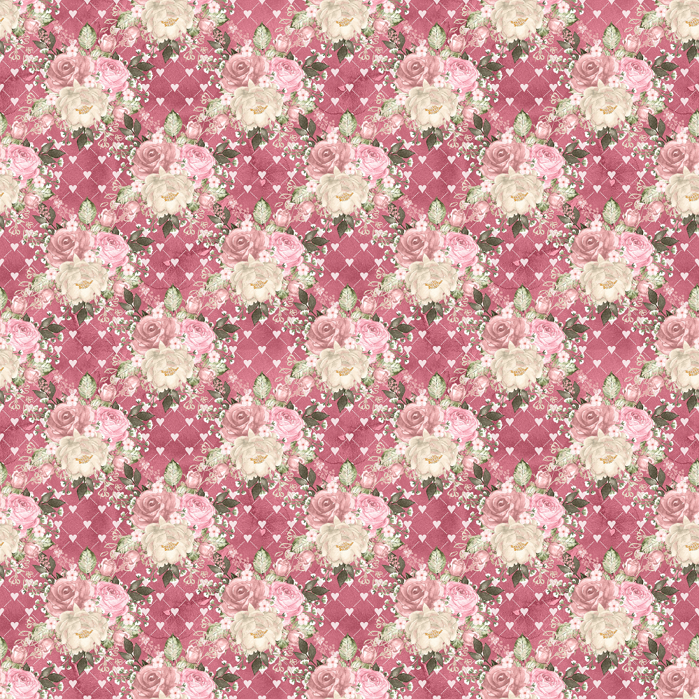 Blush Bouquets & Hearts Fabric - Pink