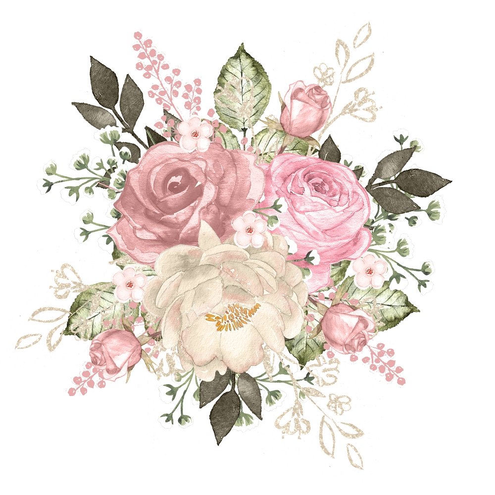 Blush Floral Arrangement Fabric Panel Variation 1