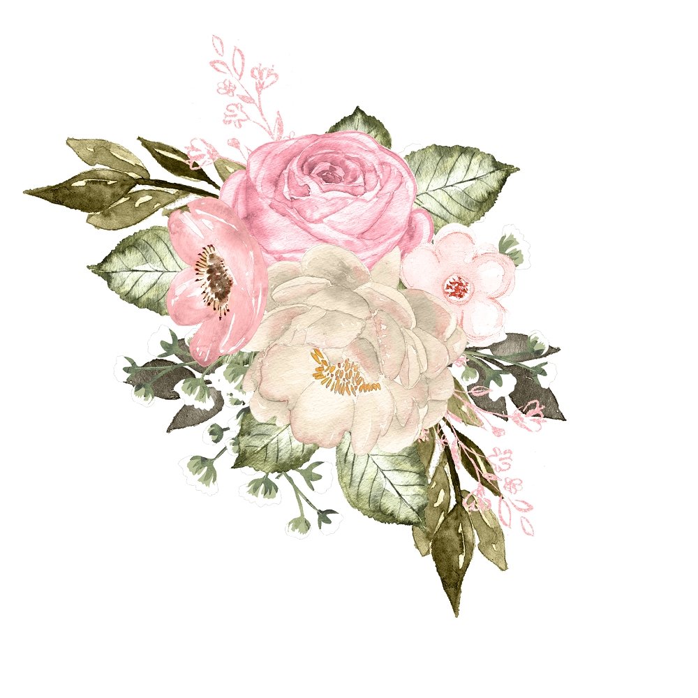 Blush Floral Arrangement Fabric Panel Variation 3