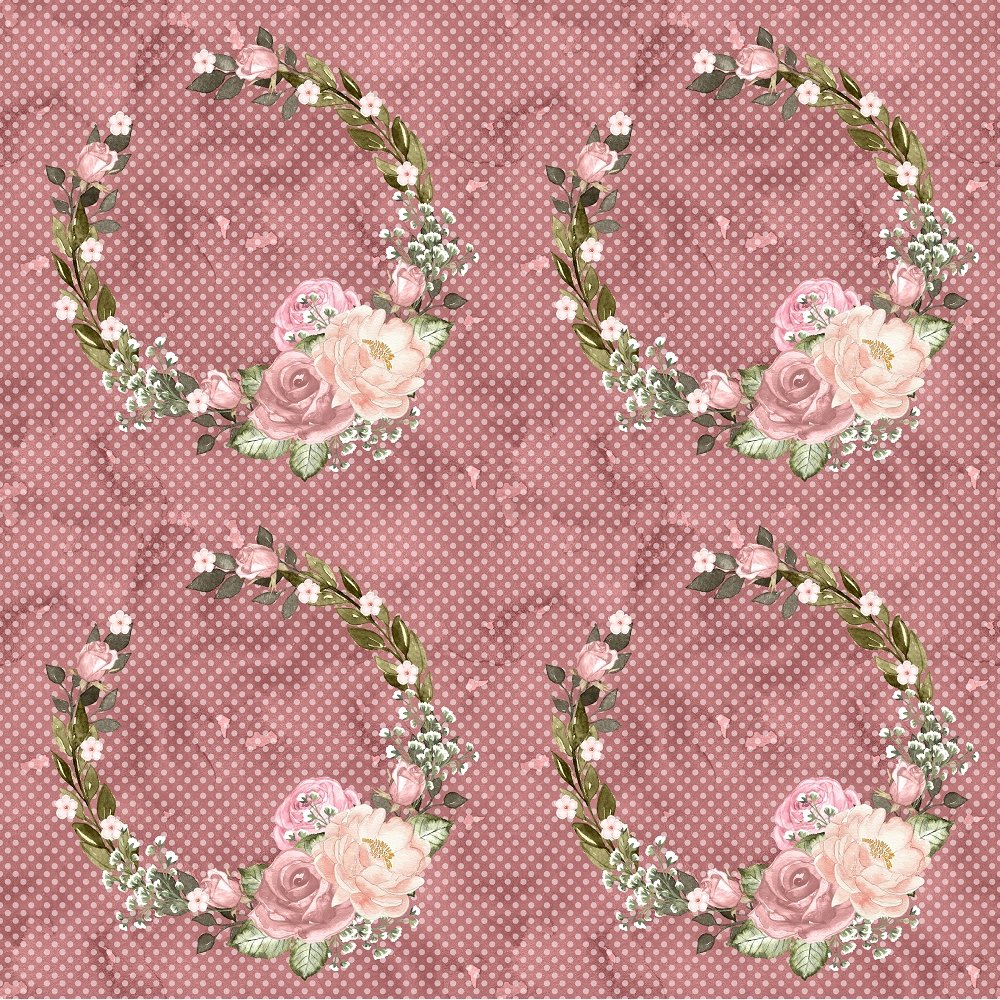 Blush Floral Wreath Fabric - Pink