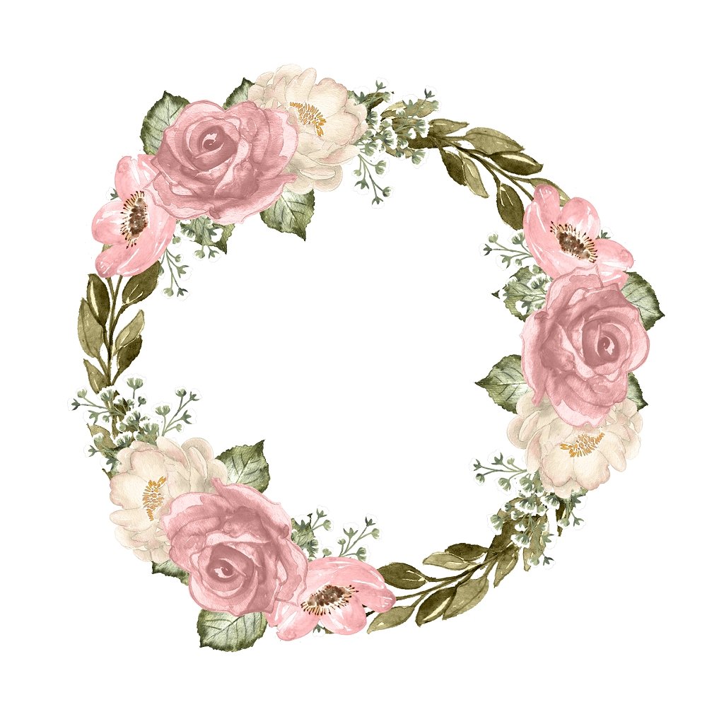 Blush Florals Wreath Fabric Panel Variation 1