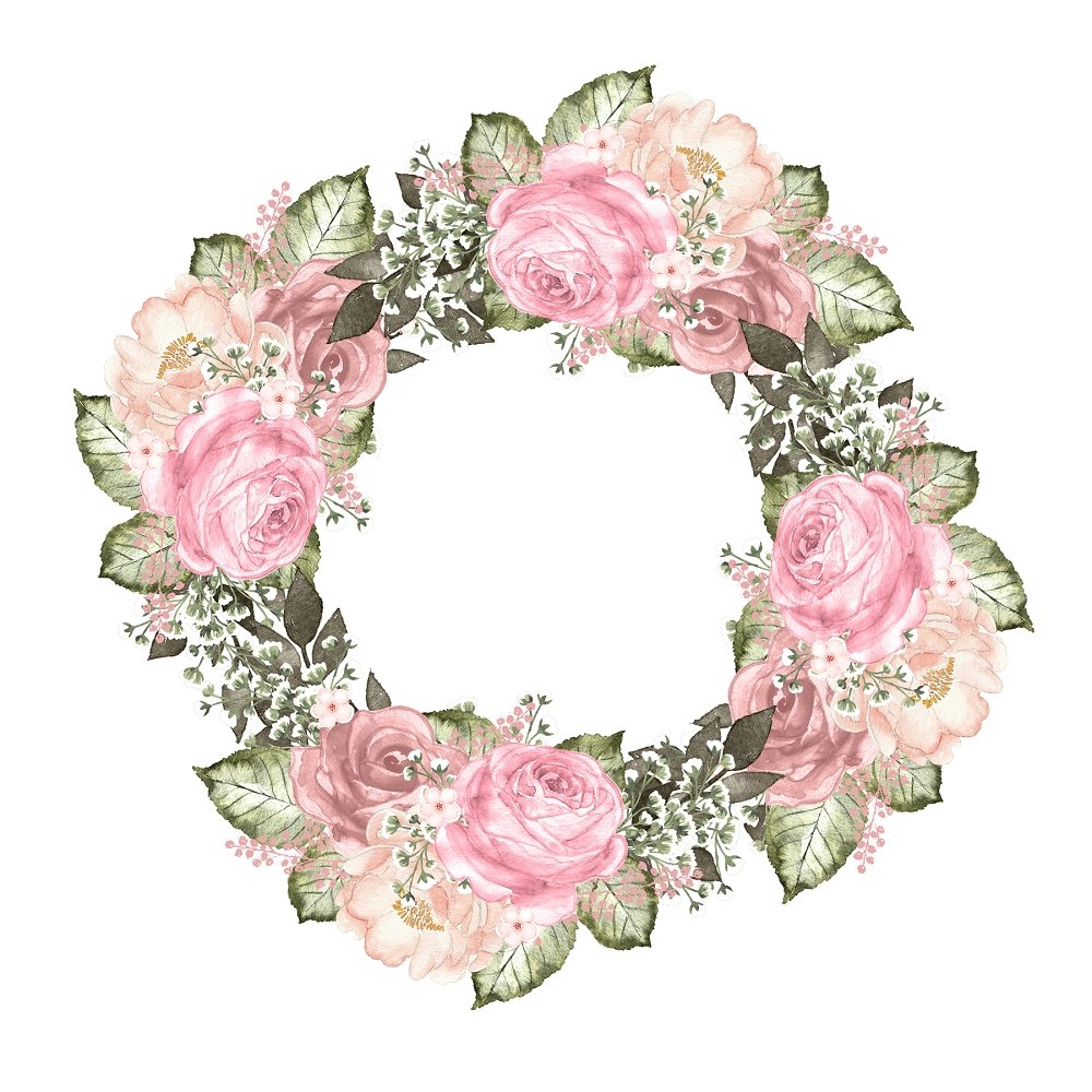 Blush Florals Wreath Fabric Panel Variation 2