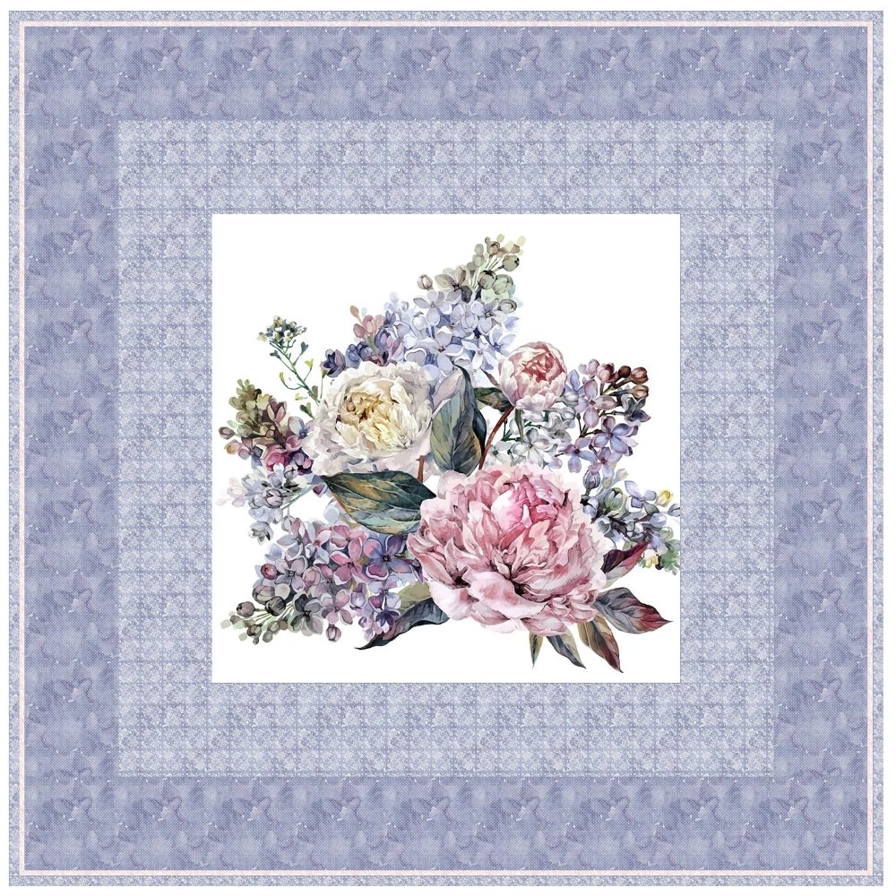 Blushing Bride Peonies & Lilac Wall Hanging 42" x 42"